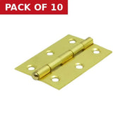 Loose Pin Steel Butt Hinges, Electro Brassed, 75mm - Pack of 10