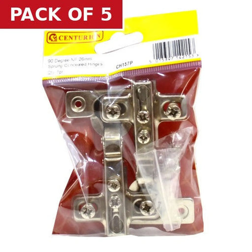Sprung Concealed Hinges 95°, Nickel Plated, 26mm-packed - Pack of 5