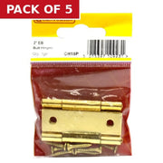 Steel Butt Hinges, Brassed, 50mm - Pack of 5