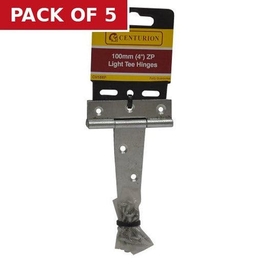 Light Tee Hinges, Zinc Plated, 102mm - Pack of 5