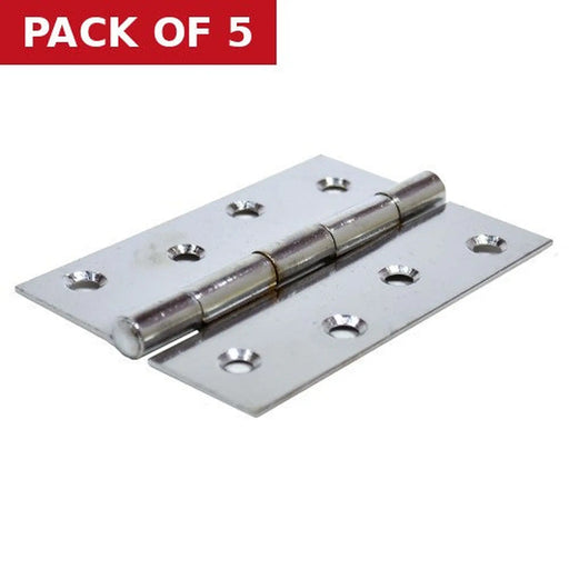 Steel Butt Hinges, Chromed, 100mm - Pack of 5