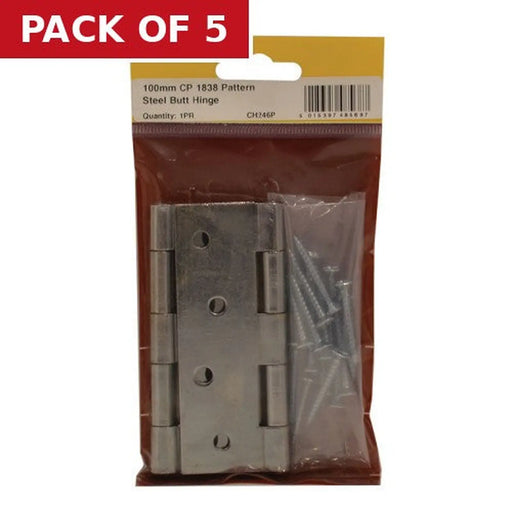 100mm CP Steel Butt Hinge (1 pair) - Pack of 5