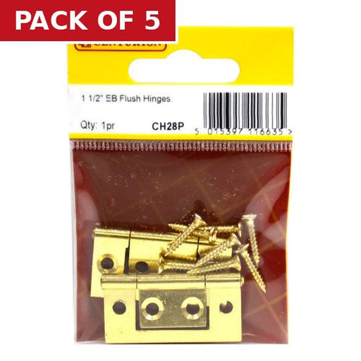 Steel Flush Hinges, Electro Brassed, 40mm, packed - Pack of 5