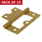 Steel Flush Hinges, Electro Brassed, 60mm - Pack of 25
