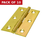 Steel Butt Hinges, Brassed, 90mm - Pack of 10