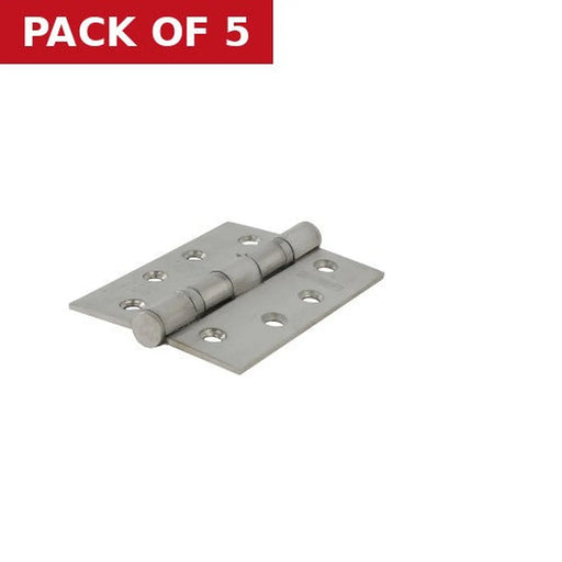 Ball Bearing Butt Hinges, Satin Stainless Steel, 102mm x 76mm - Pack of 5