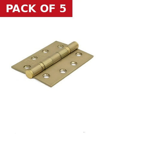 Ball Bearing Butt Hinges, Electro Brassed, 102mm x 76mm - Pack of 5