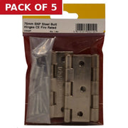 75mm SNP Steel Butt Hinges CE Fire Rated 1.5pr - Pack of 5