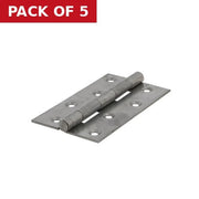 Uncranked Light Steel Butt Hinges, Self Colour, 100mm - Pack of 5