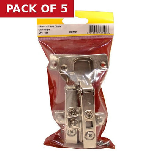 35mm NP Soft Close Clip On Sprung Conc Hinge 95 Deg (1 pair) - Pack of 5