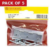 Solid Drawn Brass Butt Hinges, Chrome Plated, 64mm x 35mm - Pack of 5