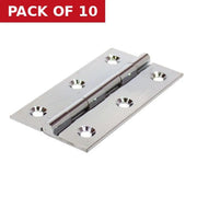 Solid Drawn Brass Butt Hinges, Chrome Plated, 76mm x 41mm - Pack of 10