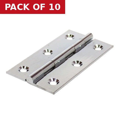Solid Drawn Brass Butt Hinges, Chrome Plated, 76mm x 41mm - Pack of 10