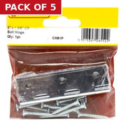 3" x 1 5/8" 2mm CP Solid Drawn Butt Hinges (1 pair) - Pack of 5