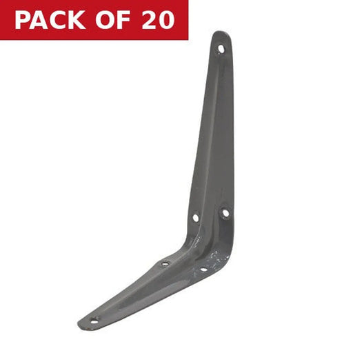 London Type Shelf Brackets, Grey Finish, 125mm x 100mm - Pack of 20