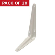London Type Shelf Brackets, White Finish, 125mm x 100mm - Pack of 20