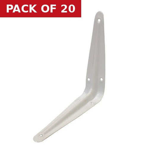 London Type Shelf Brackets, White Finish, 150mm x 125mm - Pack of 20