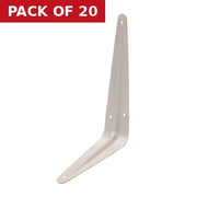 London Type Shelf Brackets, White Finish, 200mm x 150mm - Pack of 20