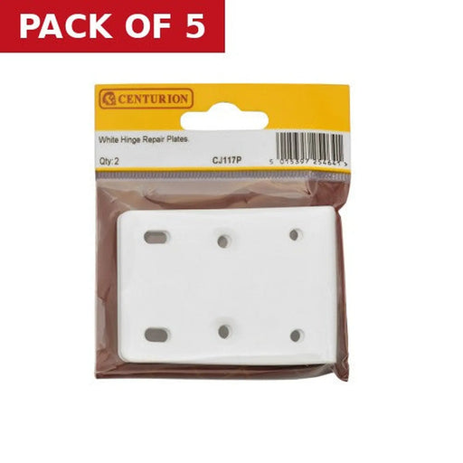 75 x 10 x 55mm White Hinge Repair Plate (Pack of 2) - Pack of 5
