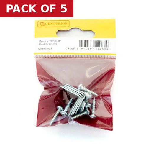 19mm x 19mm ZP Steel Bracket (Pack of 4) - Pack of 5