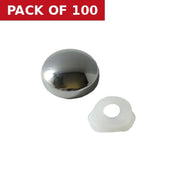 Chromed Plastic Dome Screw Cover - Pack of 100