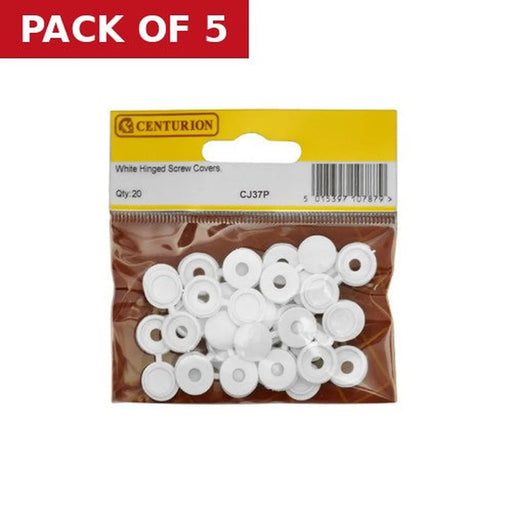 White Hinged Screw Covers (20 PK) - Pack of 5