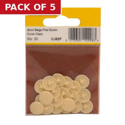 Beige Pozi Screw Cover Caps (Pack of 20) - Pack of 5