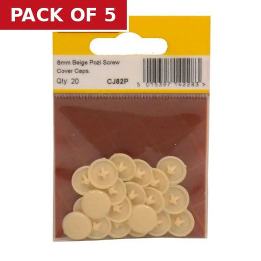 Beige Pozi Screw Cover Caps (Pack of 20) - Pack of 5