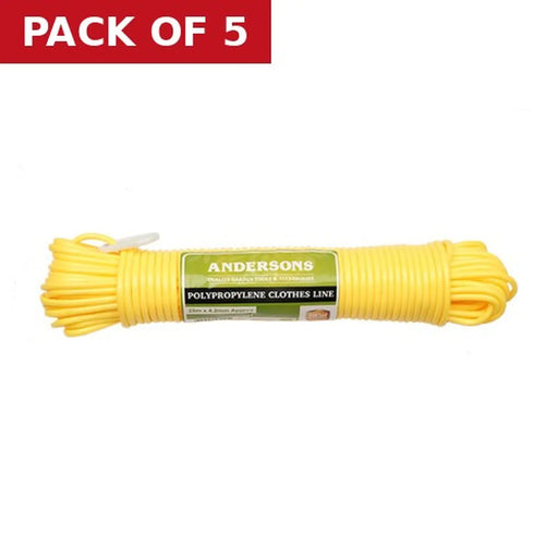 Clothes Line - Plastic Core - 25m x 5mm - Pack of 5