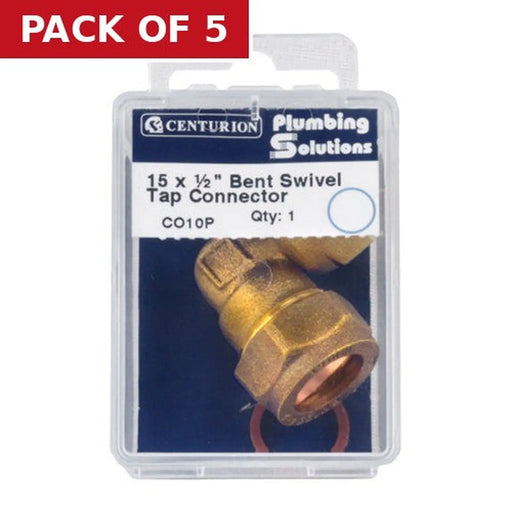 15mm x 1/2" BSP Compression Bent Tap Connector - Pack of 5