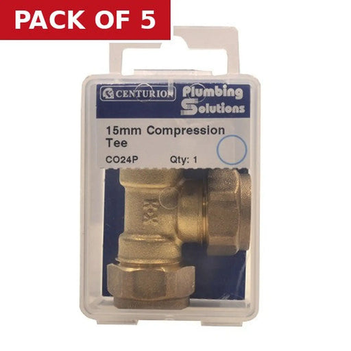 15mm Compression Equal Tee - Pack of 5