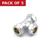 15mm Chrome Compression Tee - Pack of 5