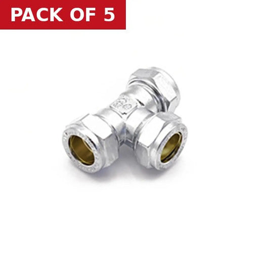 15mm Chrome Compression Tee - Pack of 5