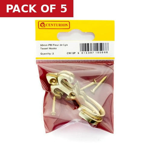 50mm PB Fleur De Lys Tassel Hook (Pack of 2) - Pack of 5