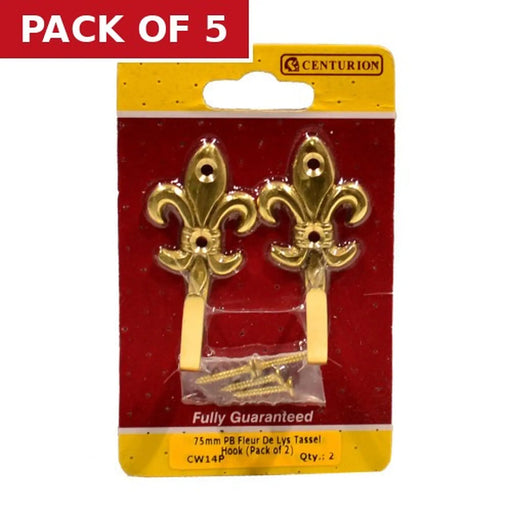 75mm PB Fleur De Lys Tassel Hook (Pack of 2) - Pack of 5