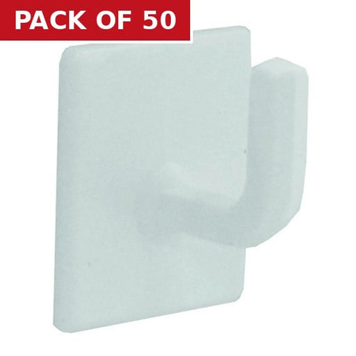 White Plastic Curtain Wire End Hooks - Pack of 50