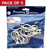 Shower Curtain Rings - White Plastic - 40mm - 12 Pack - Pack of 5