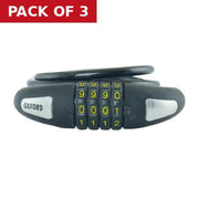 Combination Cycle Lock, 8mm x 1.8m - Pack of 3