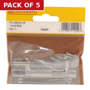 75mm x 25mm (1") CP Wide Necked Barrel Bolts - Pack of 5