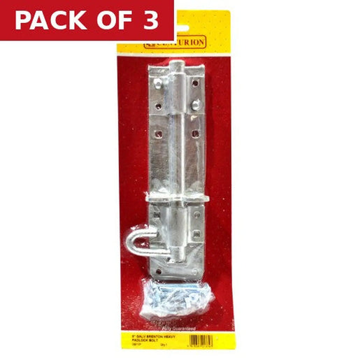 200mm (8") Galvanised Brenton Heavy Padlock Bolt 1A Pattern - Pack of 3