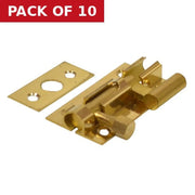 Necked Barrel Bolts, Polished Brass, 25mm x 50mm - Pack of 10