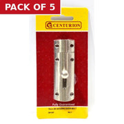 Modern Door Bolt, Brushed Nickel, 75mm - Pack of 5