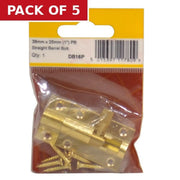 38mm x 25mm (1") PB Straight Barrel Bolt - Pack of 5