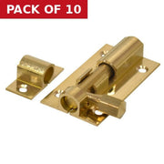 Straight Barrel Bolts, Polished Brass, 25mm x 50mm - Pack of 10