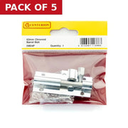 Straight Solid Brass Barrel Bolts, Polished Chrome, 25mm x 63mm - Pack of 5