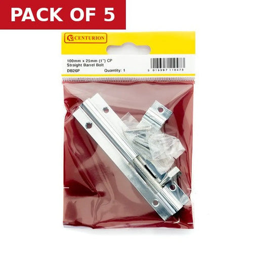 100mm x 25mm (1") CP Straight Barrel Bolt - Pack of 5