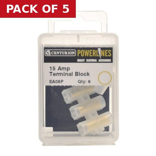 15 Amp Terminal Block - 6 Way - Pack of 5