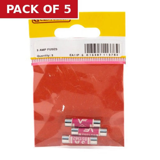 3 Amp Fuses (Pack of 3) - Pack of 5