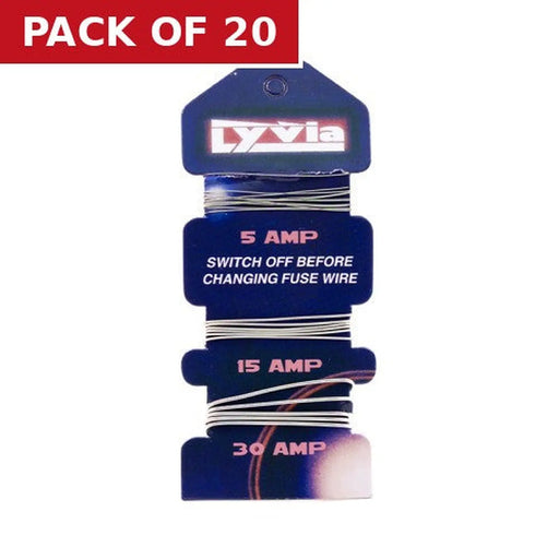 5 , 15 & 30 Amp Fuse Wire on card - Pack of 20