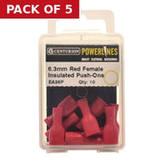 6.3mm Red Female Insulated Push-Ons, Pack of 10 - Pack of 5